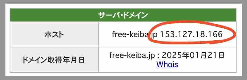 「FREE」のIPアドレス